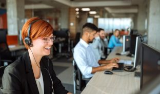 team of call center agents at a desk
