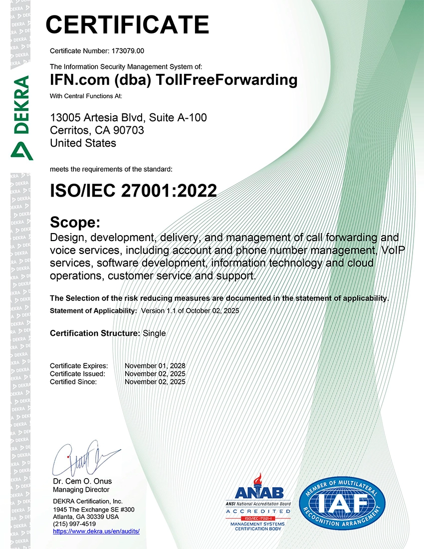 ISO 27001 Certificate
